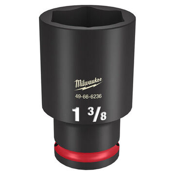 Deep Length Impact Socket, 1/2 in Drive, 1-3/8 in Socket, 3.07 in lg, Forged Steel