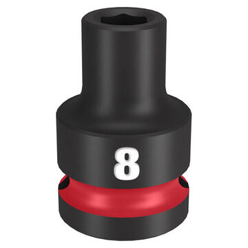 Socket Standard Length Impact, 1/2 In Drive, 8 Mm Socket, 1.5 In Lg, Forged Steel