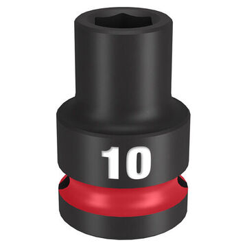 Socket Standard Length Impact, 1/2 In Drive, 10 Mm Socket, 1.5 In Lg, Forged Steel