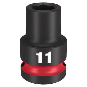 Socket Standard Length Impact, 1/2 In Drive, 11 Mm Socket, 1.5 In Lg, Forged Steel