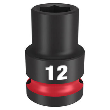 Socket Standard Length Impact, 1/2 In Drive, 12 Mm Socket, 1.5 In Lg, Forged Steel