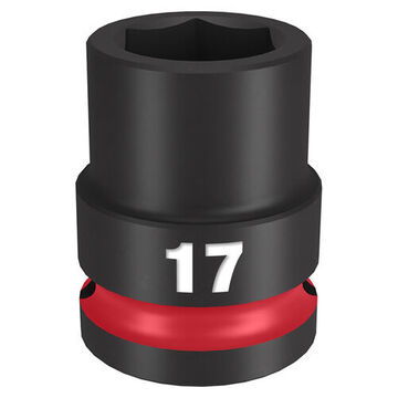 Socket Standard Length Impact, 1/2 In Drive, 17 Mm Socket, 1.5 In Lg, Forged Steel