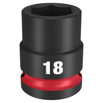 Socket Standard Length Impact, 1/2 In Drive, 18 Mm Socket, 1.5 In Lg, Forged Steel