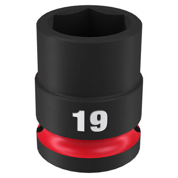 Standard Length Impact Socket, 1/2 in Drive, 19 mm Socket, 1.5 in lg, Forged Steel