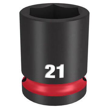 Standard Length Impact Socket, 1/2 in Drive, 21 mm Socket, 1.5 in lg, Forged Steel