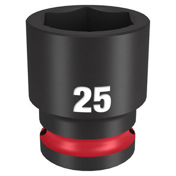 Socket Standard Length Impact, 1/2 In Drive, 25 Mm Socket, 1.65 In Lg, Forged Steel
