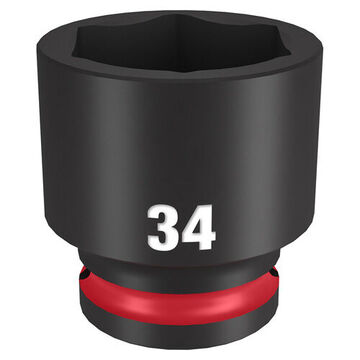 Standard Length Impact Socket, 1/2 in Drive, 34 mm Socket, 1.89 in lg, Forged Steel