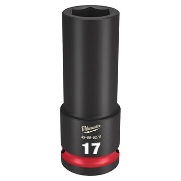 Deep Length Impact Socket, 1/2 in Drive, 17 mm Socket, 3.07 in lg, Forged Steel