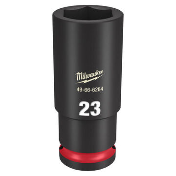 Socket Deep Length Impact, 1/2 In Drive, 23 Mm Socket, 3.07 In Lg, Forged Steel