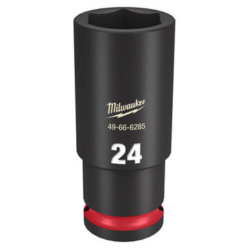 Socket Deep Length Impact, 1/2 In Drive, 24 Mm Socket, 3.07 In Lg, Forged Steel
