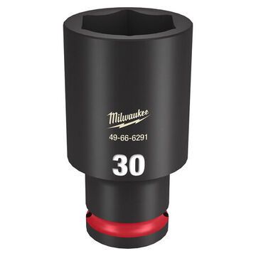 Socket Deep Length Impact, 1/2 In Drive, 30 Mm Socket, 3.07 In Lg, Forged Steel