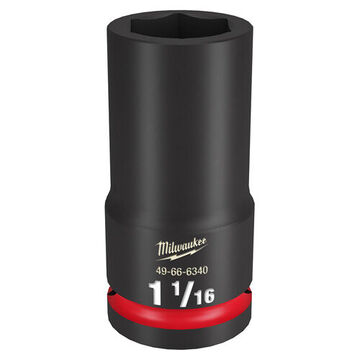 Deep Length Impact Socket, 3/4 in Drive, 1-1/16 in Socket, 3.54 in lg, Forged Steel