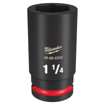 Deep Length Impact Socket, 3/4 in Drive, 1-1/4 in Socket, 3.54 in lg, Forged Steel