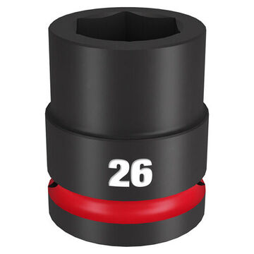 Standard Length Impact Socket, 3/4 in Drive, 26 mm Socket, 2.09 in lg, Forged Steel