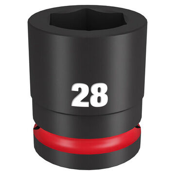 Socket Standard Length Impact, 3/4 In Drive, 28 Mm Socket, 2.09 In Lg, Forged Steel