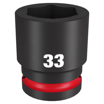 Standard Length Impact Socket, 3/4 in Drive, 33 mm Socket, 2.24 in lg, Forged Steel