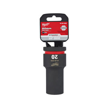 Socket Deep Length Impact, 3/4 In Drive, 20 Mm Socket, 3.54 In Lg, Forged Steel