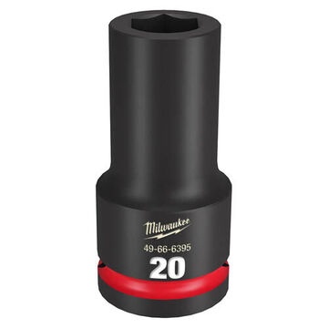 Deep Length Impact Socket, 3/4 in Drive, 20 mm Socket, 3.54 in lg, Forged Steel