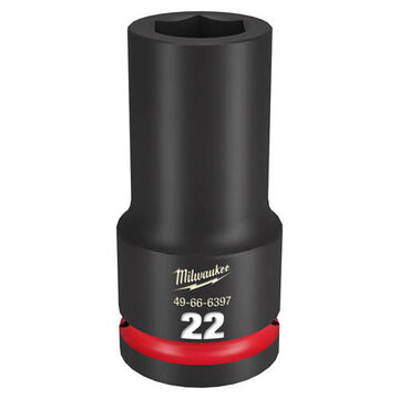 Socket Deep Length Impact, 3/4 In Drive, 22 Mm Socket, 3.54 In Lg, Forged Steel