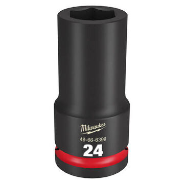 Deep Length Impact Socket, 3/4 in Drive, 24 mm Socket, 3.54 in lg, Forged Steel