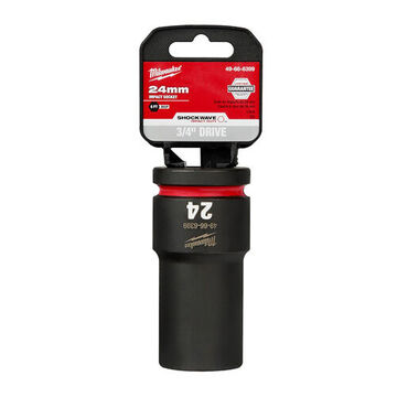 Socket Deep Length Impact, 3/4 In Drive, 24 Mm Socket, 3.54 In Lg, Forged Steel