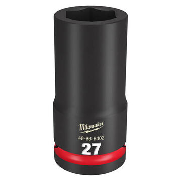 Deep Length Impact Socket, 3/4 in Drive, 27 mm Socket, 3.54 in lg, Forged Steel