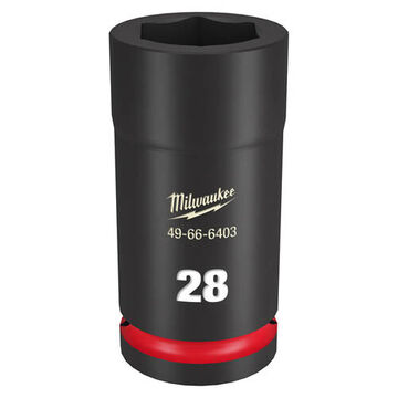 Deep Length Impact Socket, 3/4 in Drive, 28 mm Socket, 3.54 in lg, Forged Steel