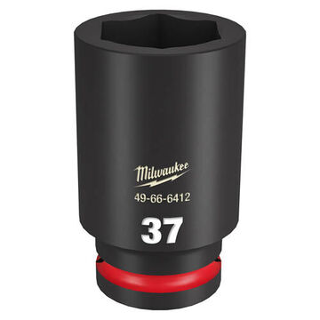 Deep Length Impact Socket, 3/4 in Drive, 37 mm Socket, 3.54 in lg, Forged Steel