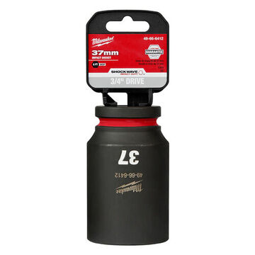 Socket Deep Length Impact, 3/4 In Drive, 37 Mm Socket, 3.54 In Lg, Forged Steel