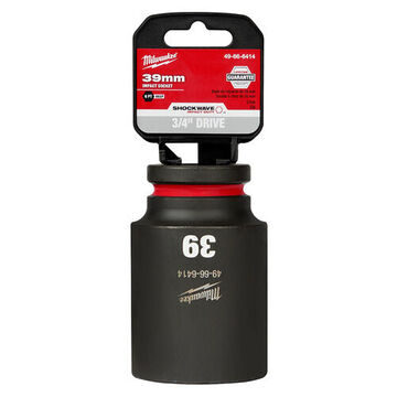 Socket Deep Length Impact, 3/4 In Drive, 39 Mm Socket, 3.54 In Lg, Forged Steel