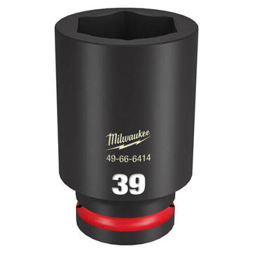 Deep Length Impact Socket, 3/4 in Drive, 39 mm Socket, 3.54 in lg, Forged Steel