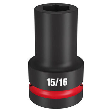 Deep Length Impact Socket, 1 in Drive, 15/16 in Socket, 3.54 in lg, Forged Steel