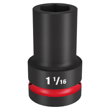 Socket Deep Length Impact, 1 In Drive, 1-1/16 In Socket, 3.54 In Lg, Forged Steel