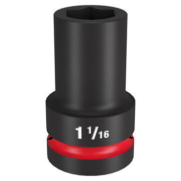 Deep Length Impact Socket, 1 in Drive, 1-1/16 in Socket, 3.54 in lg, Forged Steel