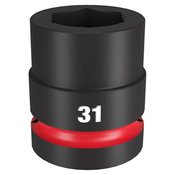 Socket Standard Length Impact, 1 In Drive, 31 Mm Socket, 2.44 In Lg, Forged Steel