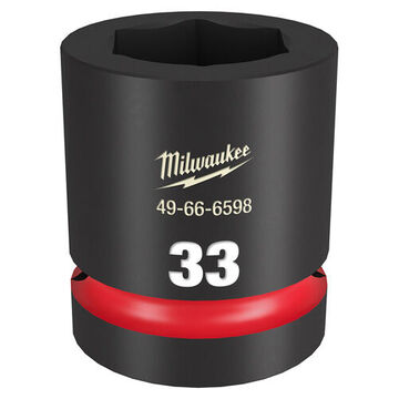 Socket Standard Length Impact, 1 In Drive, 33 Mm Socket, 2.44 In Lg, Forged Steel