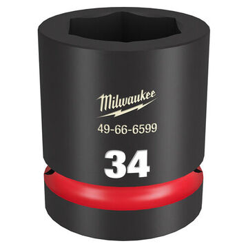 Socket Standard Length Impact, 1 In Drive, 34 Mm Socket, 2.44 In Lg, Forged Steel
