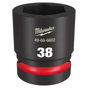 Socket Standard Length Impact, 1 In Drive, 38 Mm Socket, 2.56 In Lg, Forged Steel