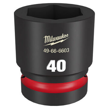 Socket Standard Length Impact, 1 In Drive, 40 Mm Socket, 2.56 In Lg, Forged Steel