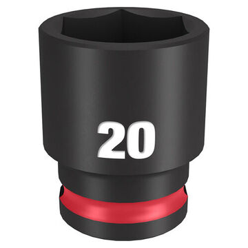 Socket Standard Length Impact, 3/8 In Drive, 20 Mm Socket, 1.34 In Lg, Forged Steel