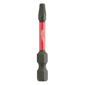 Impact Screwdriver Bit, No. 2, 2 in lg, Square Point, Alloy Steel