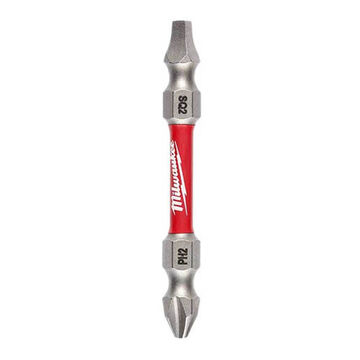 Bit Impact Double Ended Screwdriver, No. 2, 2-3/8 In Lg, Phillips/square Point, Alloy Steel