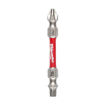 Impact Double Ended Screwdriver Bit, No. 2/No. 25, 2-3/8 in lg, Phillips/Square Point, Alloy Steel