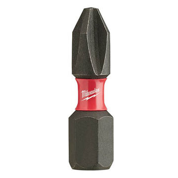 Impact Screwdriver Bit, No. 2, 1 in lg, Phillips Point, Alloy Steel