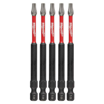 Impact Screwdriver Bit, No. 20, 3-1/2 in lg, Torx Point, Alloy Steel