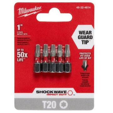 Bit Impact Screwdriver, No. 20, 1 In Lg, Torx Point, Steel