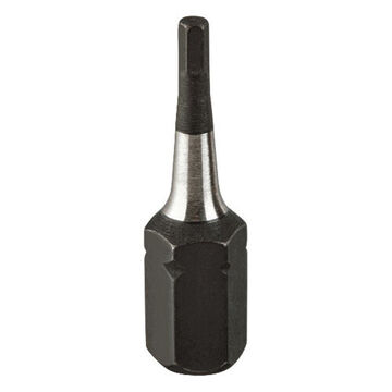 Impact Screwdriver Bit, 1/16 in, 1 in lg, Hex Point, Steel