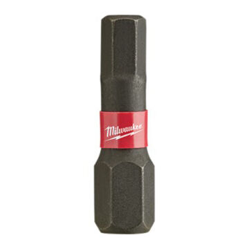 Impact Screwdriver Bit, 3/16 in, 1 in lg, Hex Point, Steel