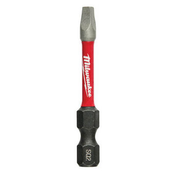 Impact Screwdriver Bit, No. 2, 2 in lg, Square Point, Alloy Steel