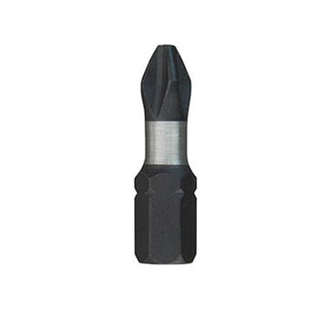 Impact Screwdriver Bit, No. 2, 1 in lg, Phillips Point, Steel